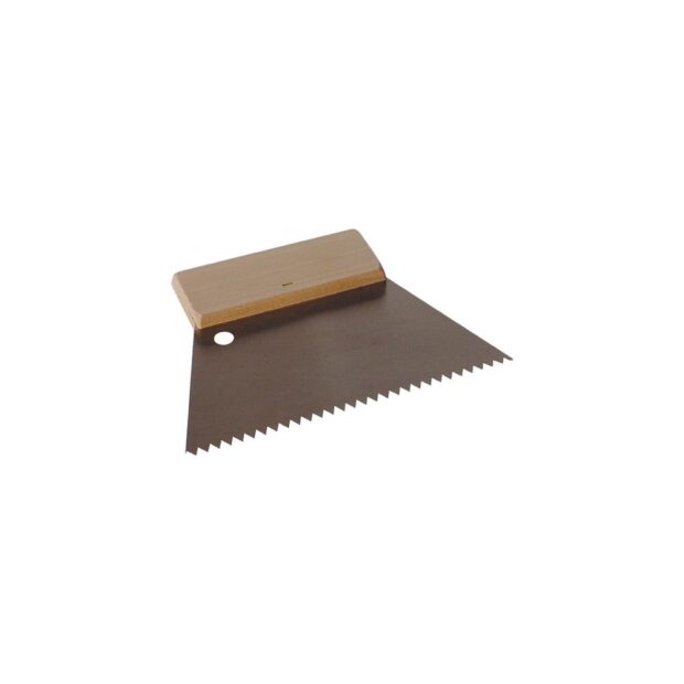 Adhesive spatula  width 180 mm fine toothing B2 wooden handle