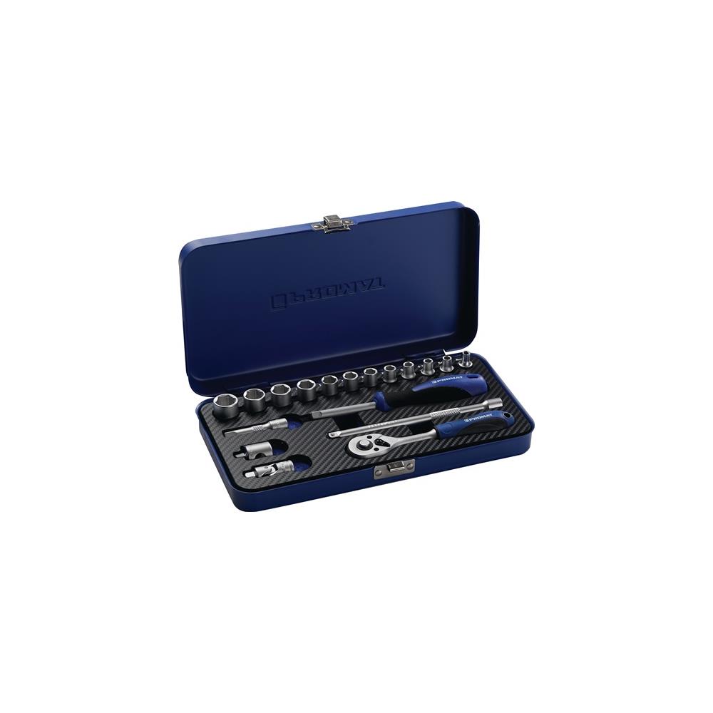 PROMAT Socket spanner set 18-part 1/4 inch width across flats 4-14 mm no. of teeth 20 hexagon