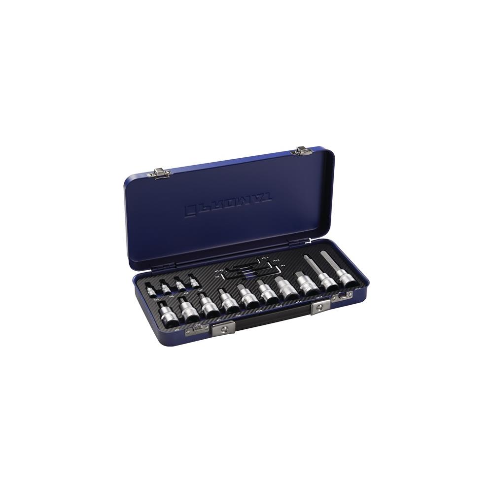 PROMAT Socket spanner set 19-part 1/4 + 1/2 inch 1.25-17 mm for hexagon socket