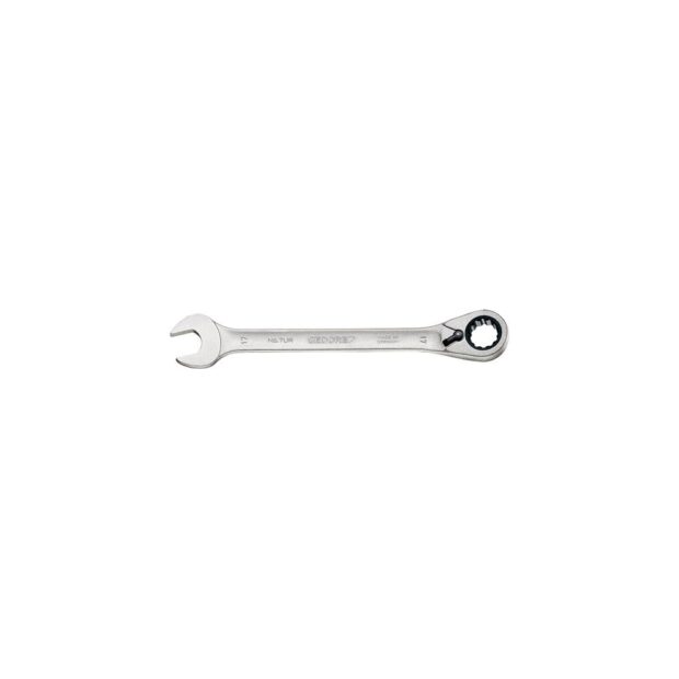 GEDORE Open-end ring ratchet spanner 7 UR width across flats 17 mm length 225 mm reversible, ring side 13 deg