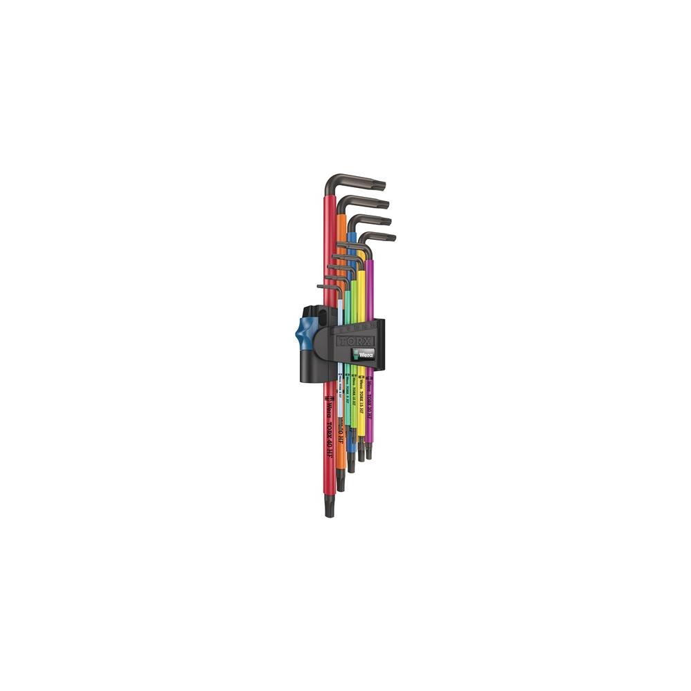 WERA Allen key set 967/9 TX XL HF 9-part T8-T40 colour-coded, with HF long plastic holder