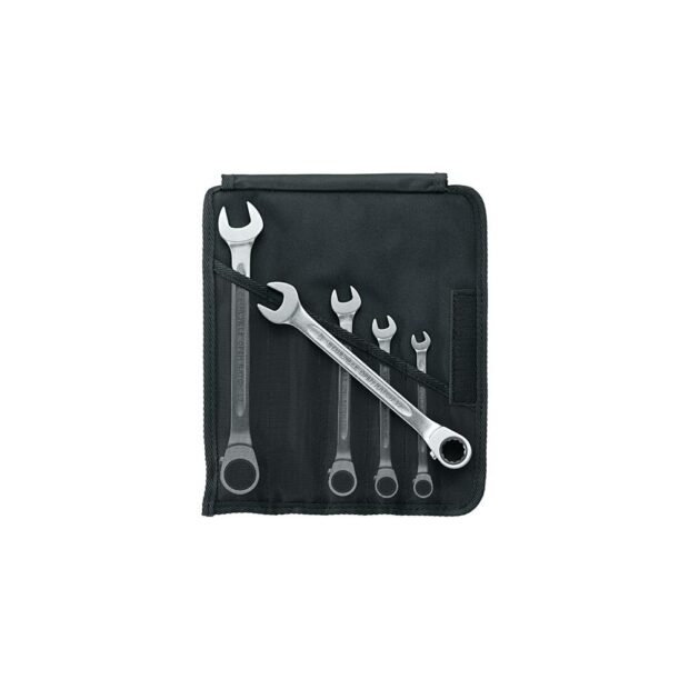 STAHLWILLE Set of open-end ring ratchet spanner 17/5 5-part width across flats 8-19 mm reversible