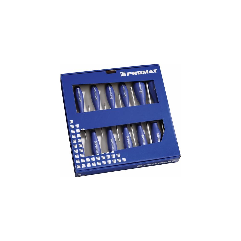 PROMAT Screwdriver set 12-part TORX® multi-component handles round blade