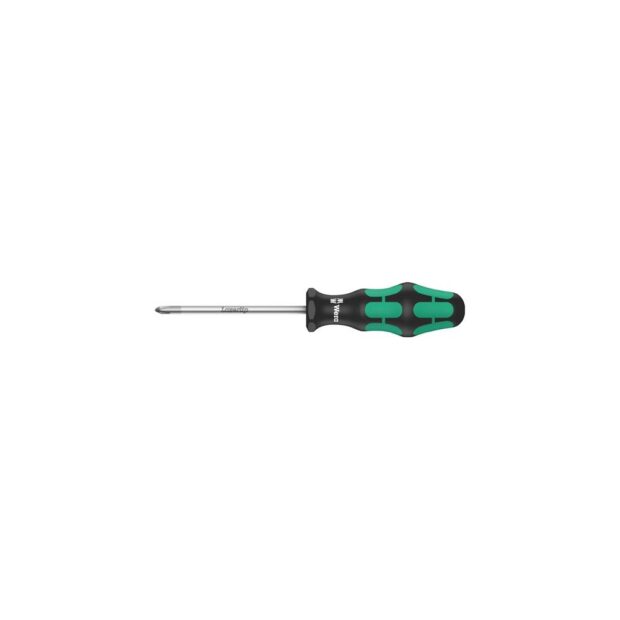 WERA Screwdriver 355 PZ size PZD 2, blade length 200 mm 2-component handle round blade