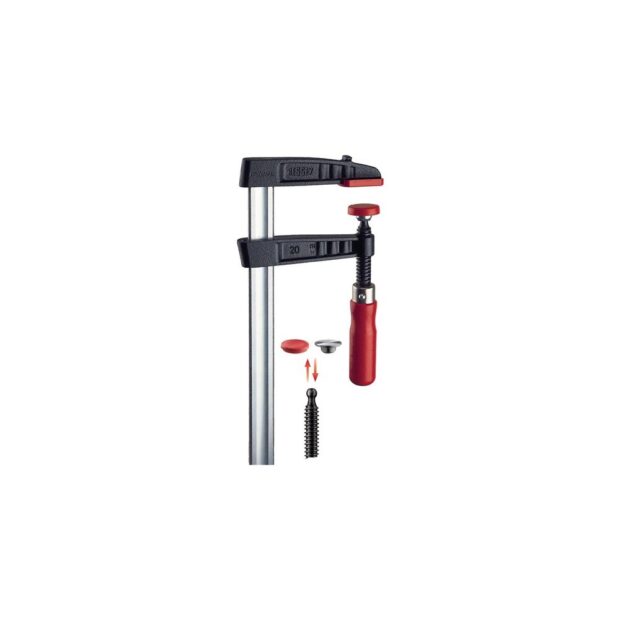 BESSEY Annealed cast iron screw clamp TG clamping width 200 mm radius 100 mm wooden handle 27 x 7 mm