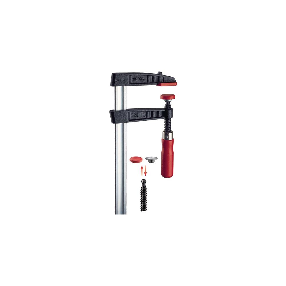 BESSEY Annealed cast iron screw clamp TG clamping width 800 mm radius 175 mm wooden handle 32 x 10 mm