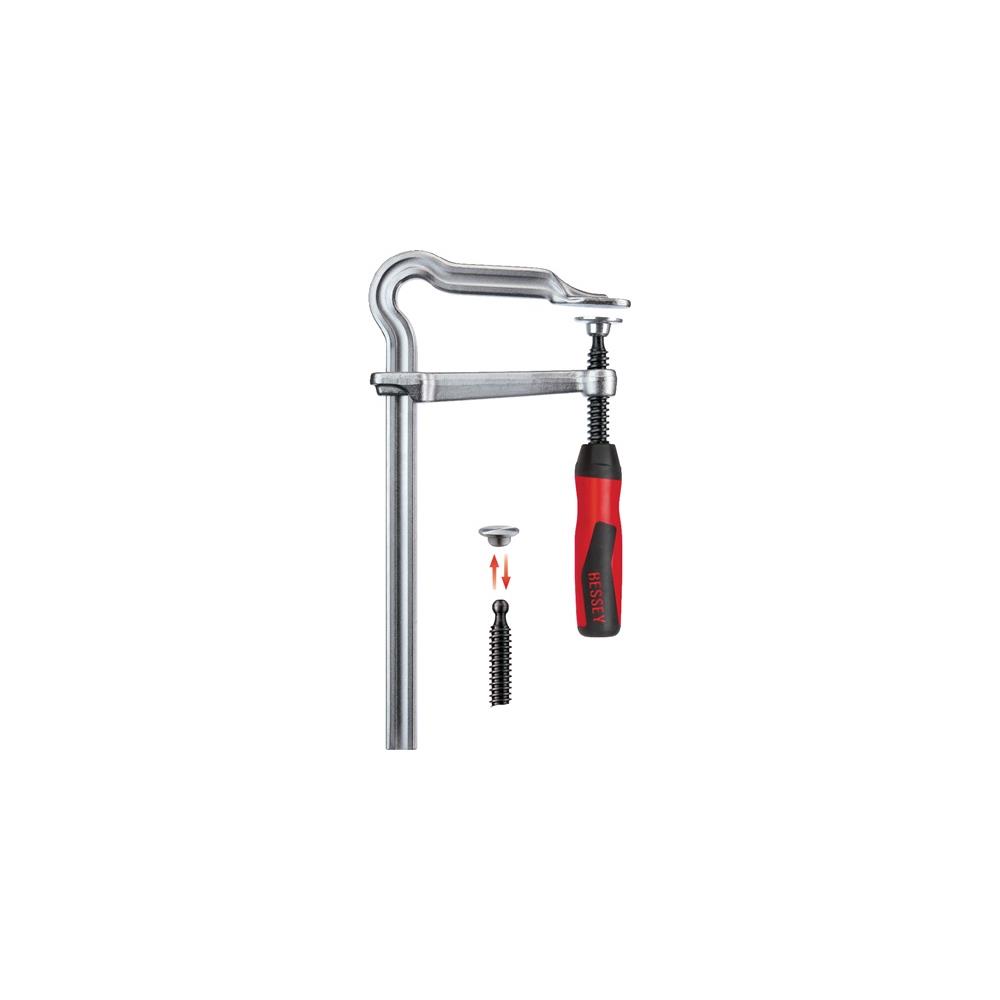 BESSEY All-steel screw clamp OMEGA clamping width 160 mm radius 80 mm 2-component handle