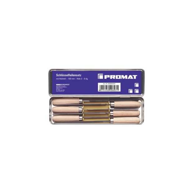 PROMAT Key file set DIN 7283 A-F length 100 mm cut 2 beech