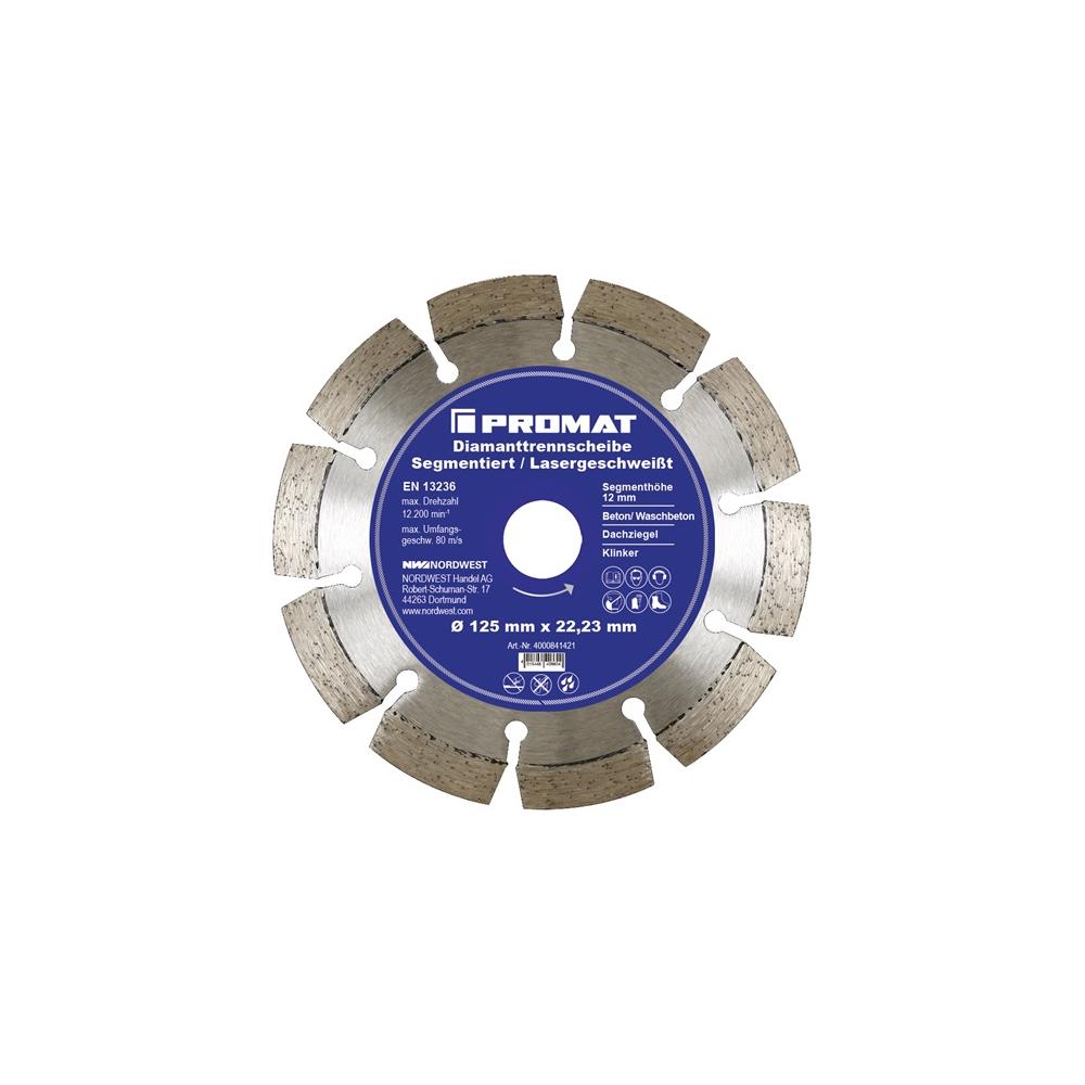 PROMAT Diamond cutting disc dm 180 mm bore 22, 23 mm laser welded 12 mm