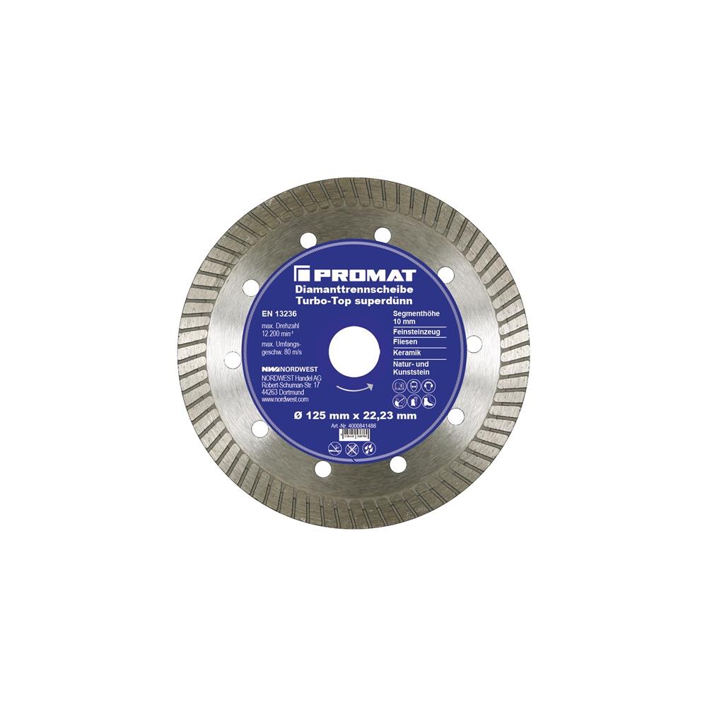 PROMAT Diamond cutting disc Turbo-Top dm 125 mm bore 22.23 mm super thin 10 mm