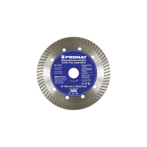 PROMAT Diamond cutting disc Turbo-Top dm 230 mm bore 22.23 mm super thin 10 mm