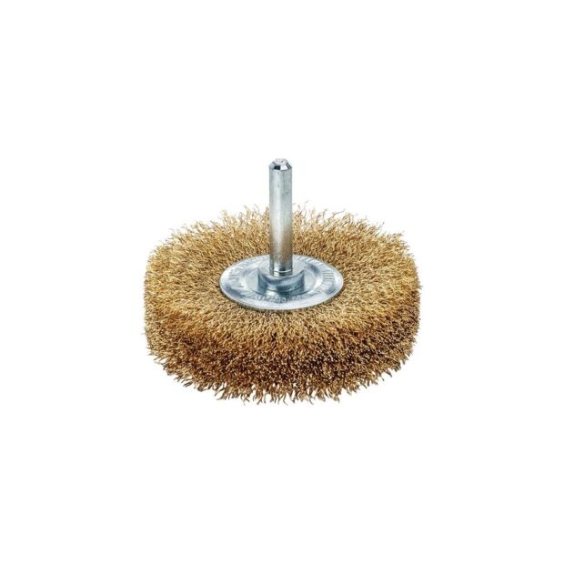 LESSMANN Round brush  dm 50 mm shank 6 mm wire thick. 0.2 mm brass 10 mm 15000 min-¹ Max. revolutions 15000 min-¹