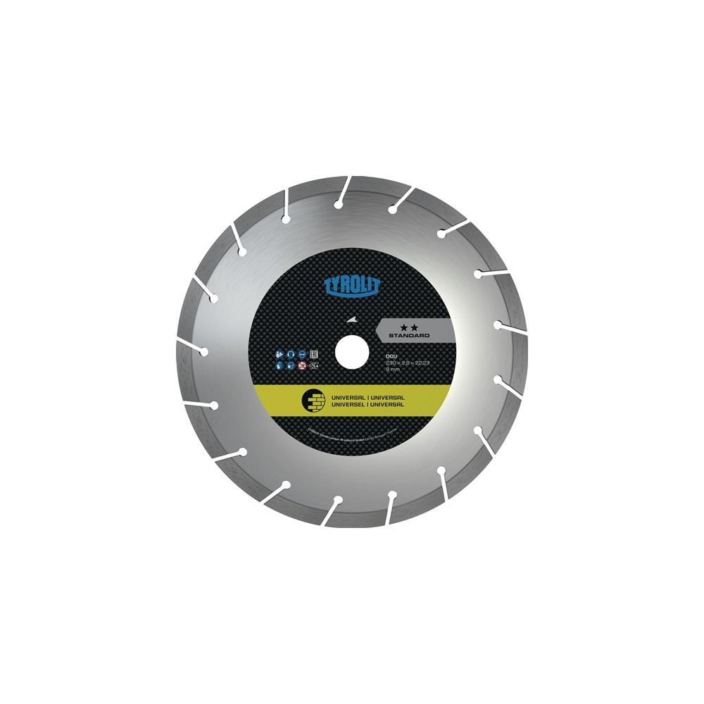 TYROLIT Diamond cutting disc DCU Standard dm 230 mm bore 22.23 mm construction, universal 7 mm
