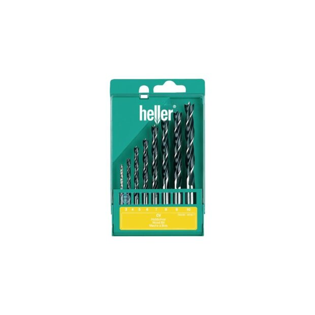 HELLER CV wood twist drill set  8-part dm 3, 4, 5, 6, 7, 8, 9, 10 mm CV steel