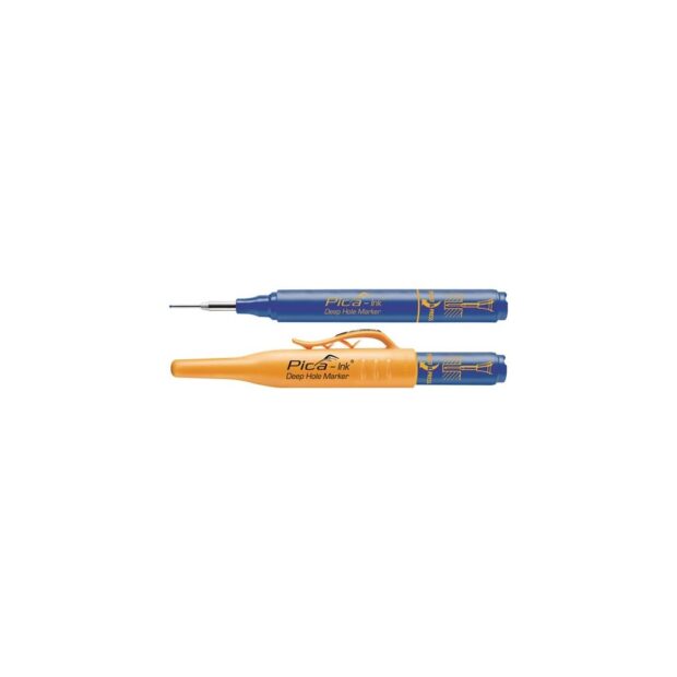 PICA Deep-hole marker Pica-Ink blue  with telescopic tip