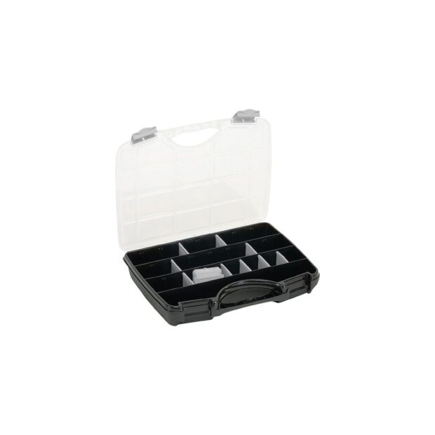 RAACO Component box  W388xD290xH61mm max. 25 compartments 21 loose dividers transparent black