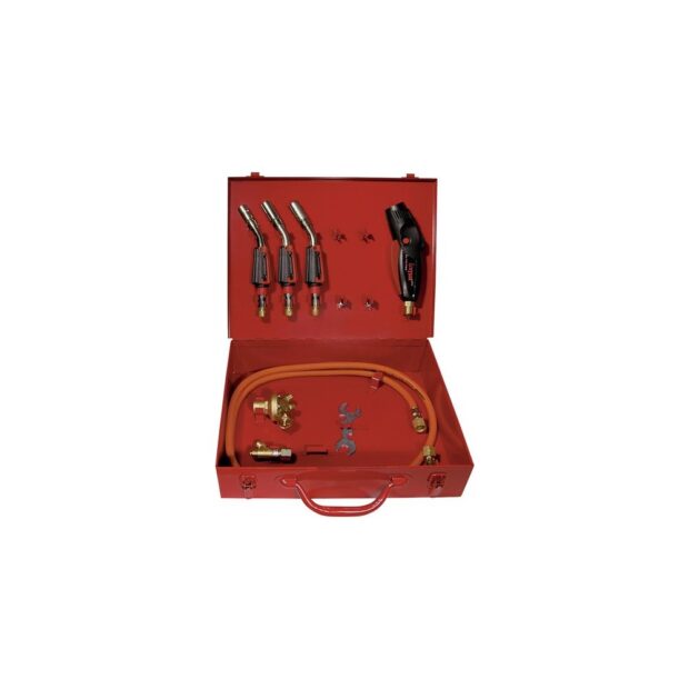 GCE Soft soldering/brazing set Lomat PIEZO-3 in sheet steel case 8-part propane