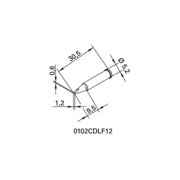 ERSA Soldering tip series 102 chisel-shaped width 1.2 mm 0102 CDLF12/SB