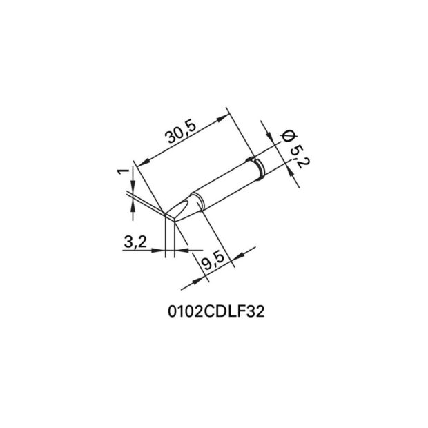 ERSA Soldering tip series 102 chisel-shaped width 3.2 mm 0102 CDLF32/SB