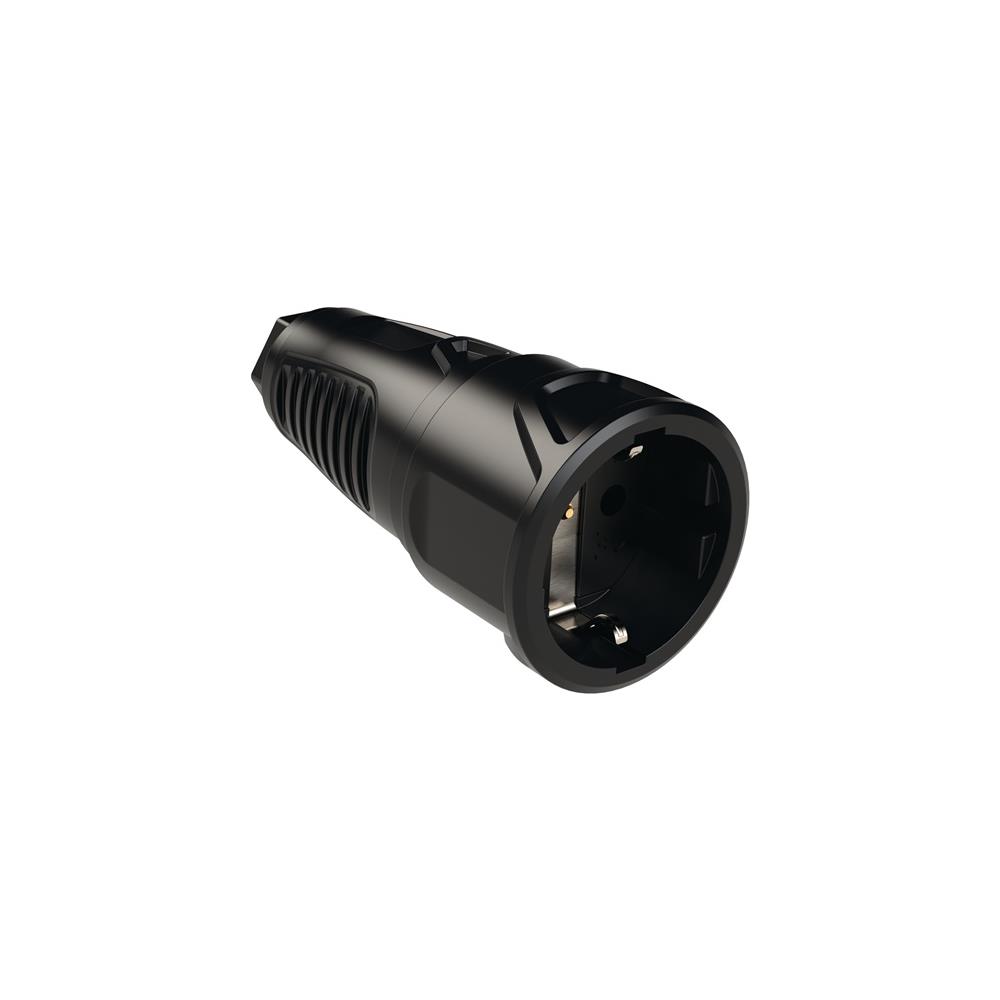 Coupling with earthing contact 10-/16 approx. A 250 V black IP20 solid rubber