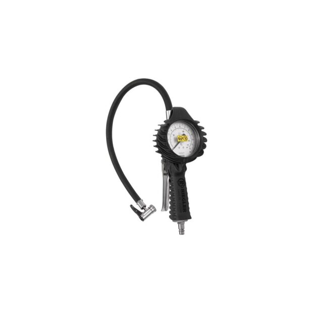 RIEGLER Hand tyre inflator pressure gauge standard design calibrated, with lever plug DN 7.2