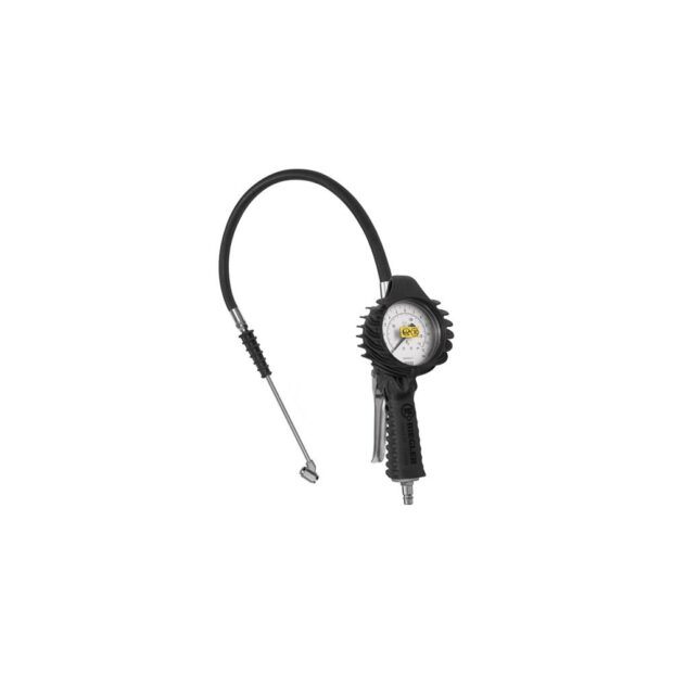 RIEGLER Hand tyre inflator pressure gauge standard design calibrated, with service station plug DN 7.2