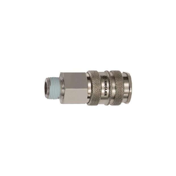 RIEGLER Quick-lock coupling  DN 10 ext. thr. st./nickel-plated brass thread R 3/4 inch 26.44 mm