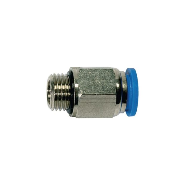 RIEGLER Straight push-in threaded connection blue series external thread G 1/8 inch AF 14 mm with O-ring and hexagon head cylindrical 8 mm 5 mm