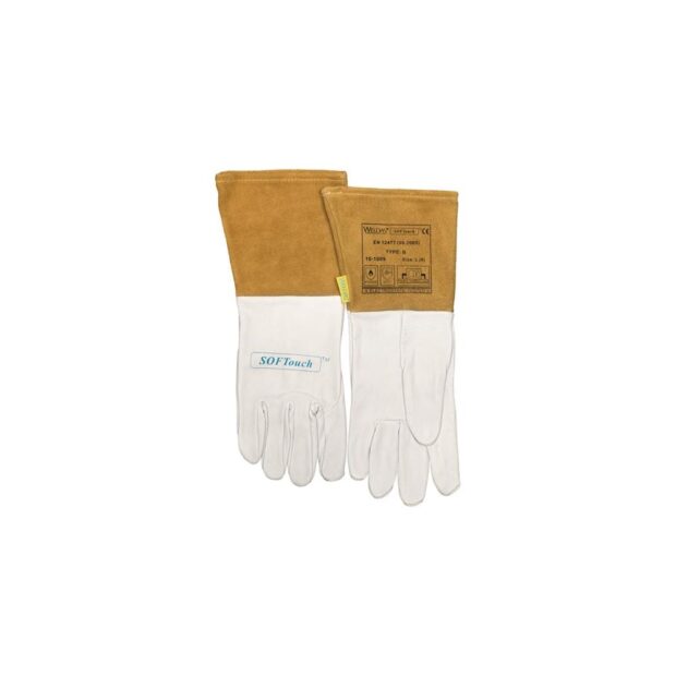 WELDAS Welder's glove  size XL (9.5) natural/orange grained goatskin/split cowhide/Softouch EN 388, EN 12477, EN 1149-2