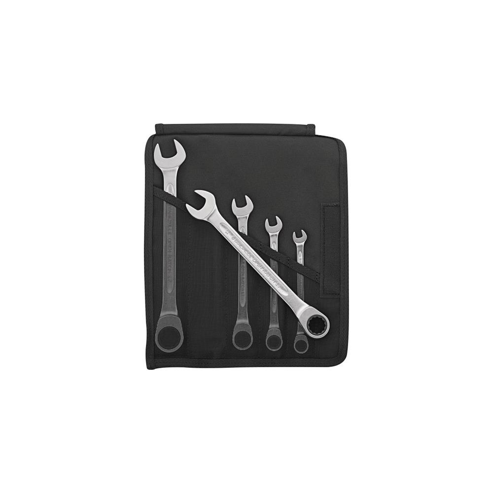 STAHLWILLE Set of open-end ring ratchet spanner 17F/5 5-part width across flats 8-19 mm flat