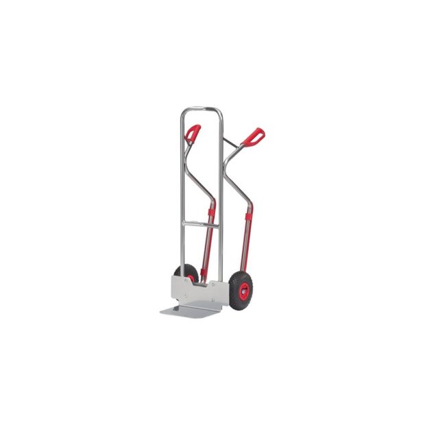 FETRA Stacker  height 1300 mm shovel L250xW320mm pneum. tyre load-bearing cap. 200 kg aluminium coloured