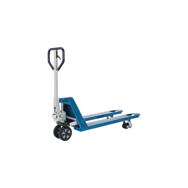 PFAFF Pallet truck  fork L 1150 mm load cap. 2500 kg steel sky blue, RAL 5015 solid rubber/PUR