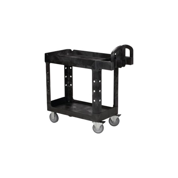 RUBBERMAID Table trolley  2 platforms L 770 x W 420mm black load-bearing capacity 226 kg PP bars/platform