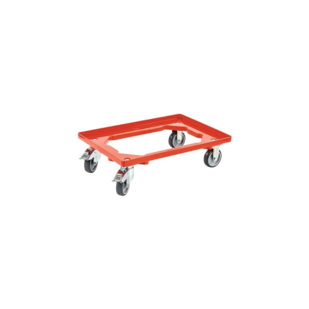 ALLIT Box dolly  load capacity 250 kg rubber tyres L600 x W400 mm red plastic