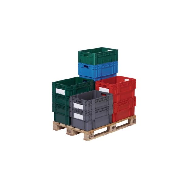 LA-KA-PE Rotating stackable container  PP red L600xW400xH320mm