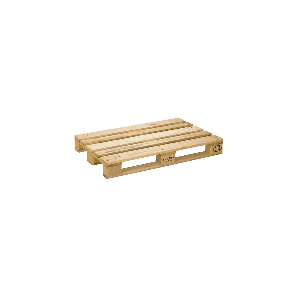 Interchangeable Euro flat pallet L 1200 x W 800 x H 144 mm load capacity 1000 kg 3 runners natural wood