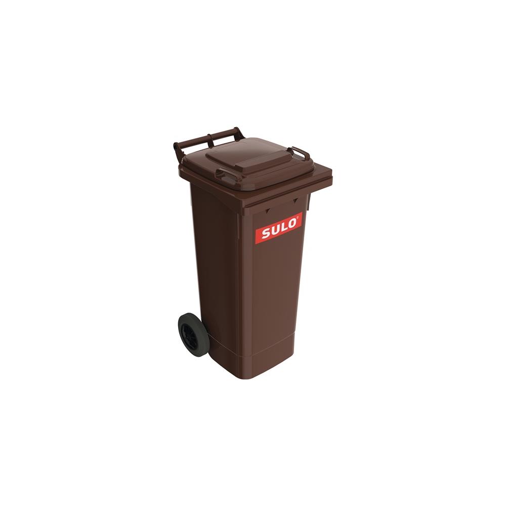 SULO Large waste container 80 l HDPE brown movable, according to EN 840