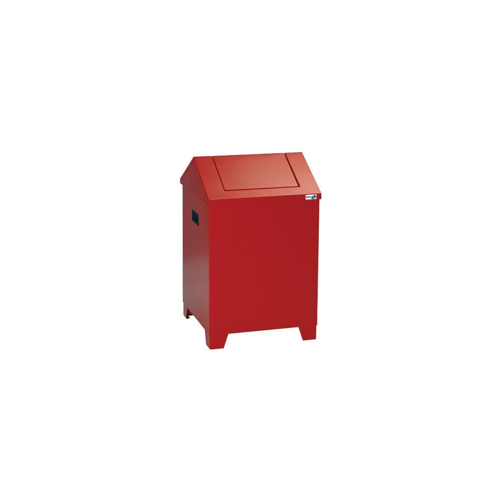 STUMPF Cotton waste container H680xW400xD400mm flame red housing, RAL 3000 / flap flame red, RAL 3000 sheet steel