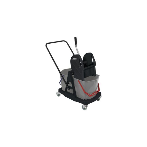 SPRINTUS Cleaning trolley  bucket 2 x 17 l, wringer plastic with metal push bar