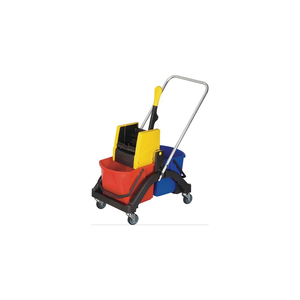 VERMOP Cleaning trolley set bucket 2x17 l wring./hand./hold./5 mops plastic