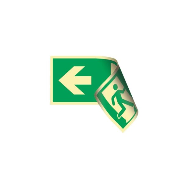 Emergency sign DIN EN ISO 7010 L297xW148 mm escape route left/right, double-sided plastic