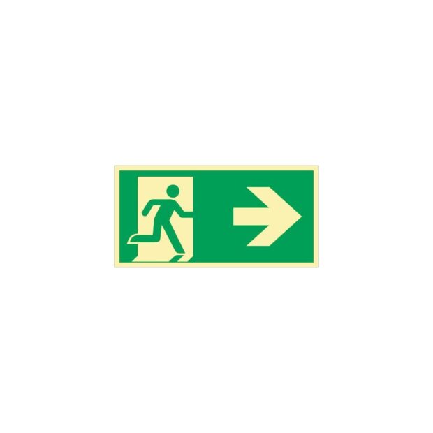 Emergency sign DIN EN ISO 7010 L297xW148 mm escape route, right film