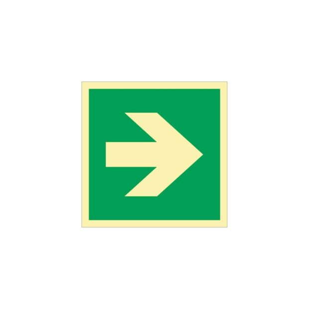 Emergency sign ASR A1.3/DIN EN ISO 7010/DIN 67510 L148xW148 mm straight arrow sign plastic