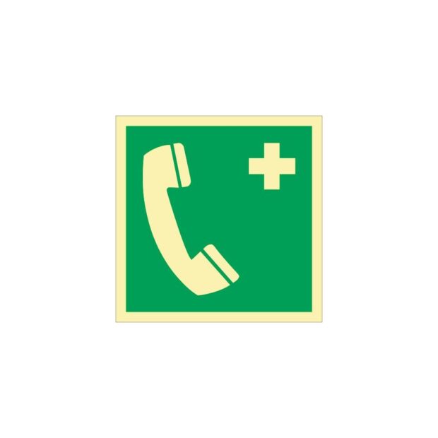 Emergency sign ASR A1.3/DIN EN ISO 7010/DIN 67510 L148xW148 mm emergency phone plastic