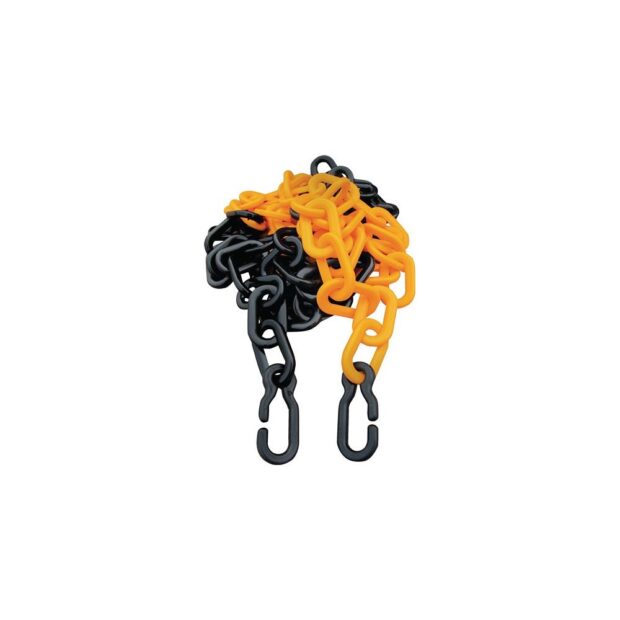 Cordon chain  PP yellow/black 9 mm length 3 m with 2 universal hooks