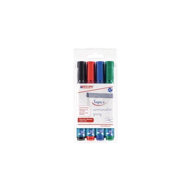 EDDING Flip chart marker 380 black/red/blue/green line width 1.5-3 mm bullet tip