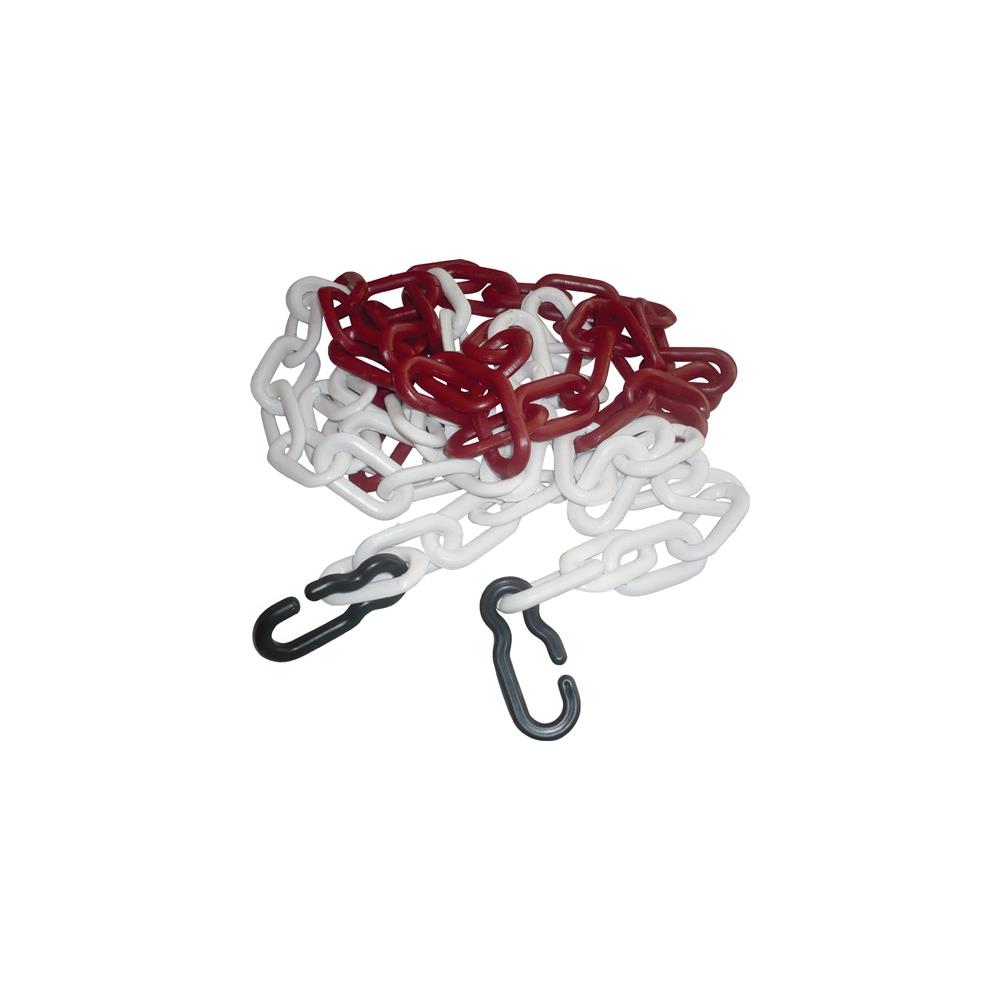 Cordon chain PP carbonate red/white 9 mm length 3 m with 2 universal hooks