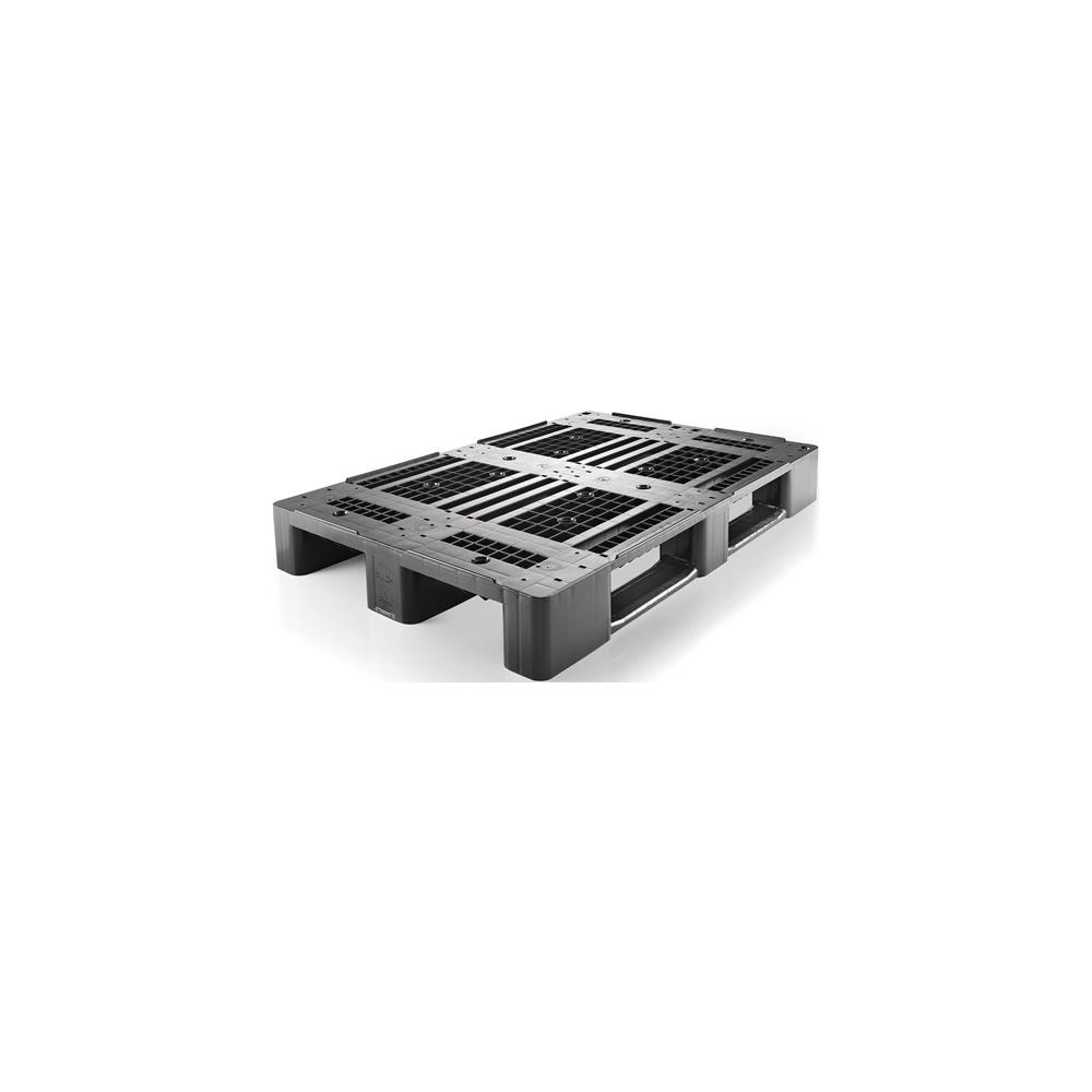 CRAEMER Plastic pallet L 1200 x W 800 x H 150mm 3 runners, perforated with edge high pressure PE