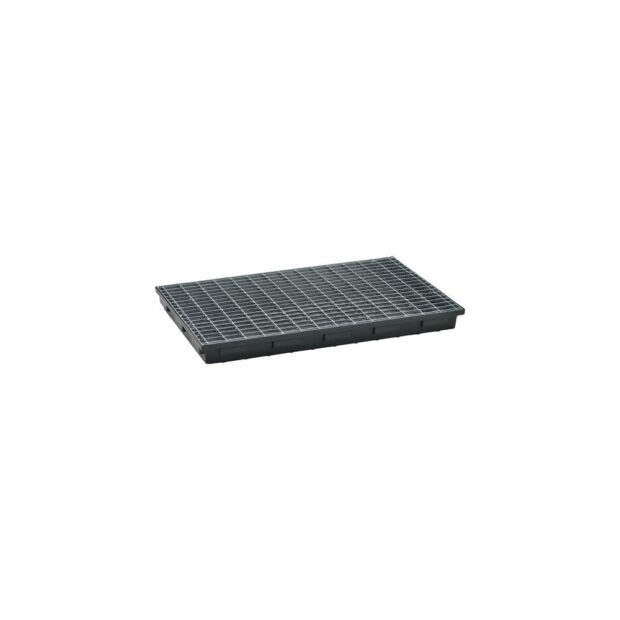 CEMO Shelf tray  L980xW600xH85mm polyethylene black with mesh 30 l