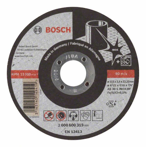 Robert Bosch Power Tools GmbH Expert for Inox straight cutting disc. For small angle grinders
